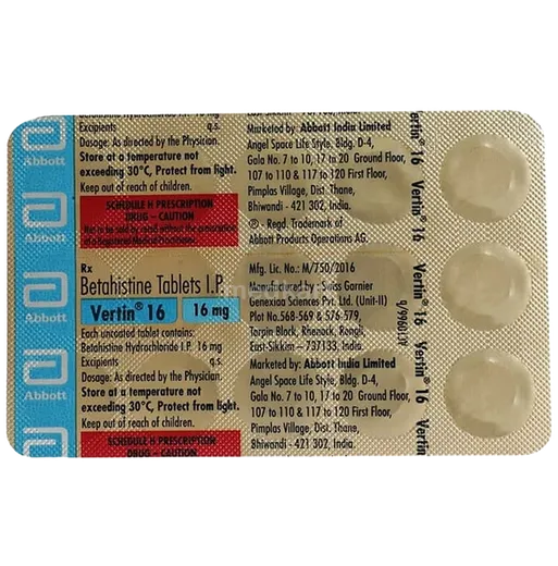 vertin 16mg tablet 15's